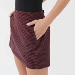 Urban Outfitters Cooperative Gingham Mini Skirt (Maroon) - Size S